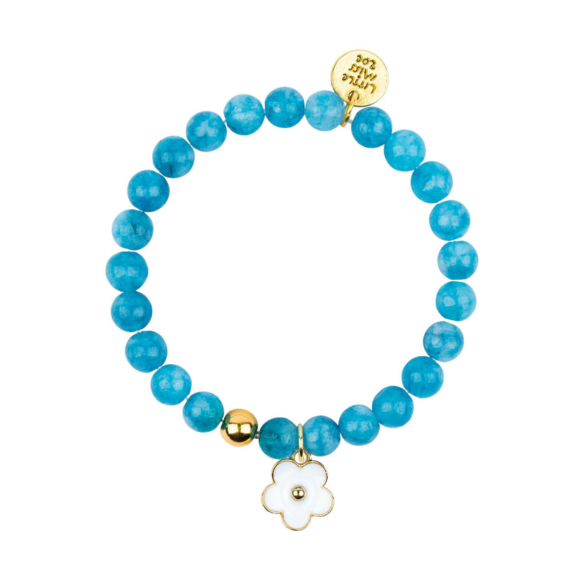 Gemstone Bracelet With Flower Enamel Charm