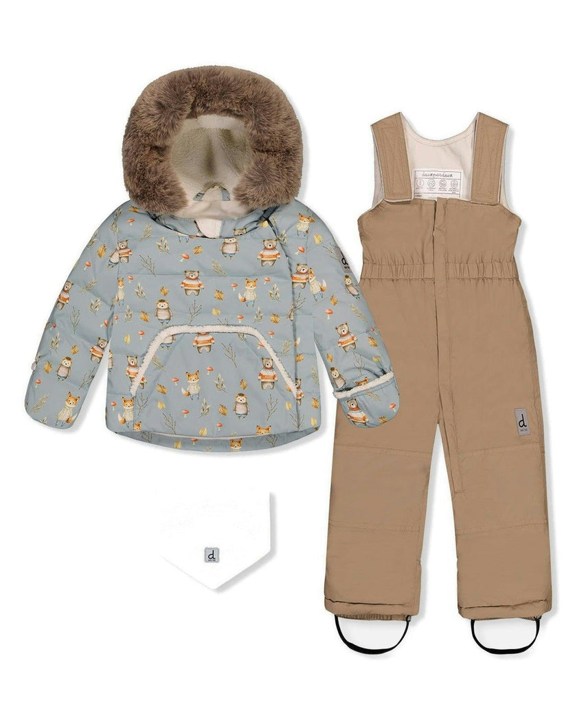 Baby Two Piece Snowsuit Blue Animal Print