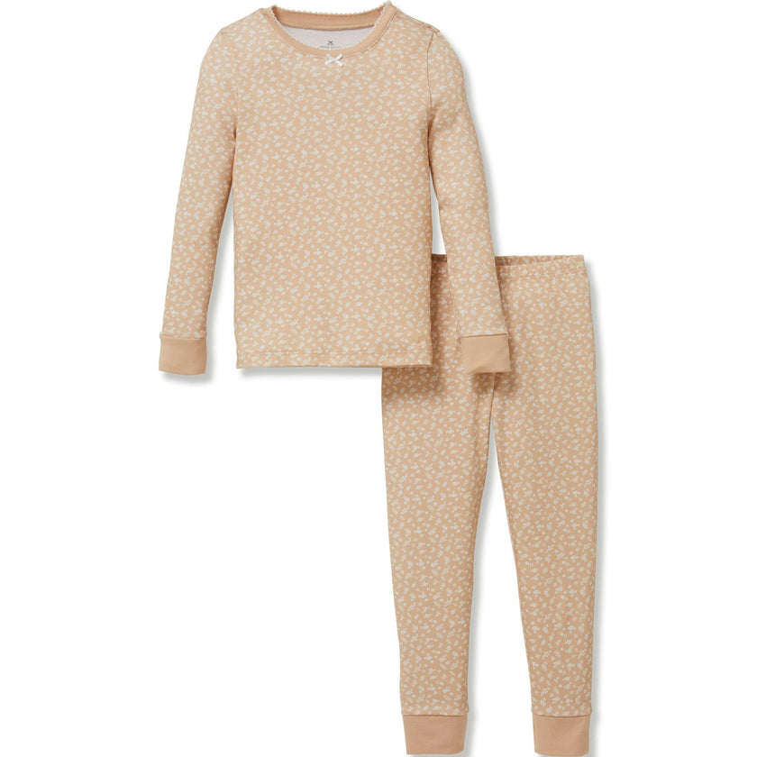 Kid's Pima Snug Fit Pajama Set in Ditzy Waltz Camel