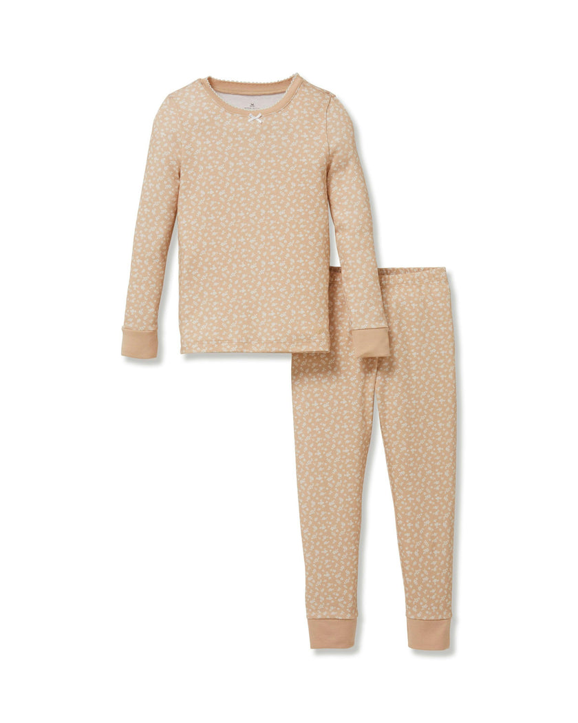 Kid's Pima Snug Fit Pajama Set in Ditzy Waltz Camel