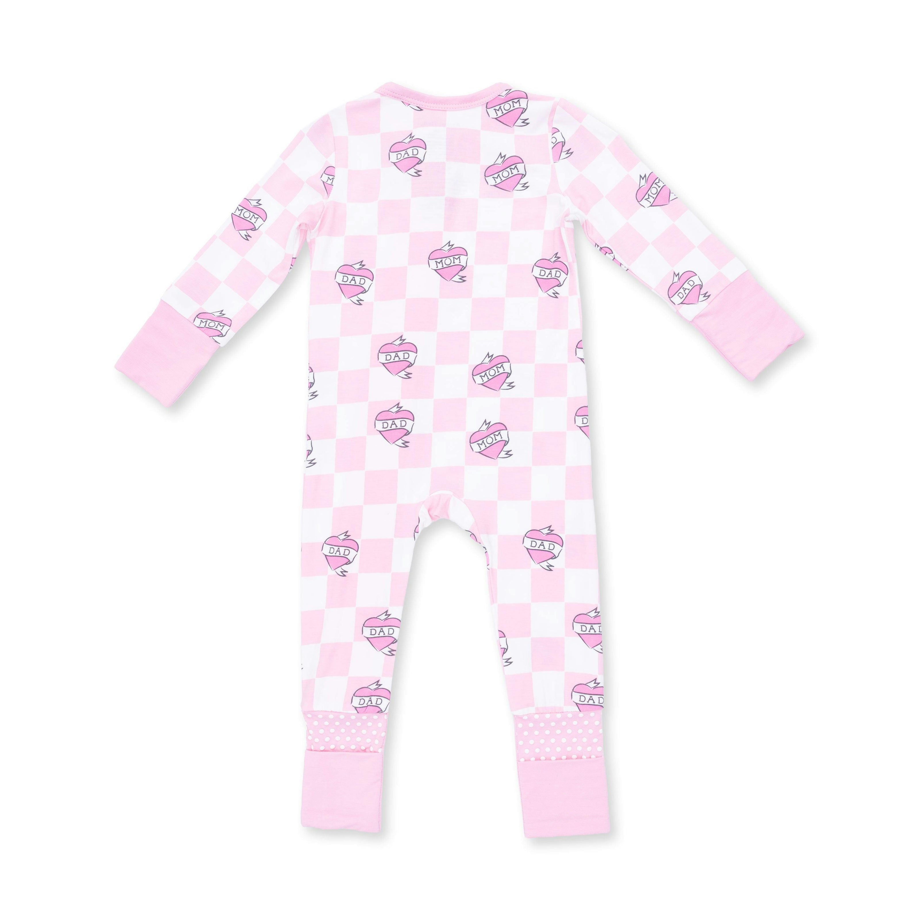 Heart Tattoo Check Pink - Convertible Romper