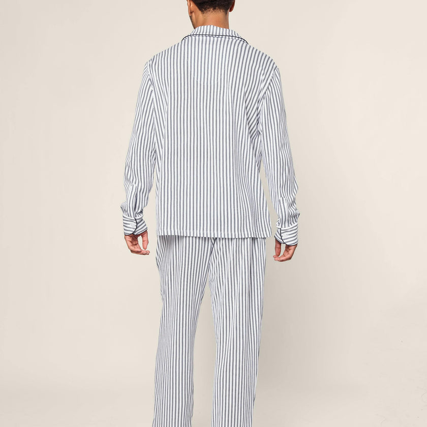 Men's Pima Pajama Set in Navy French Ticking