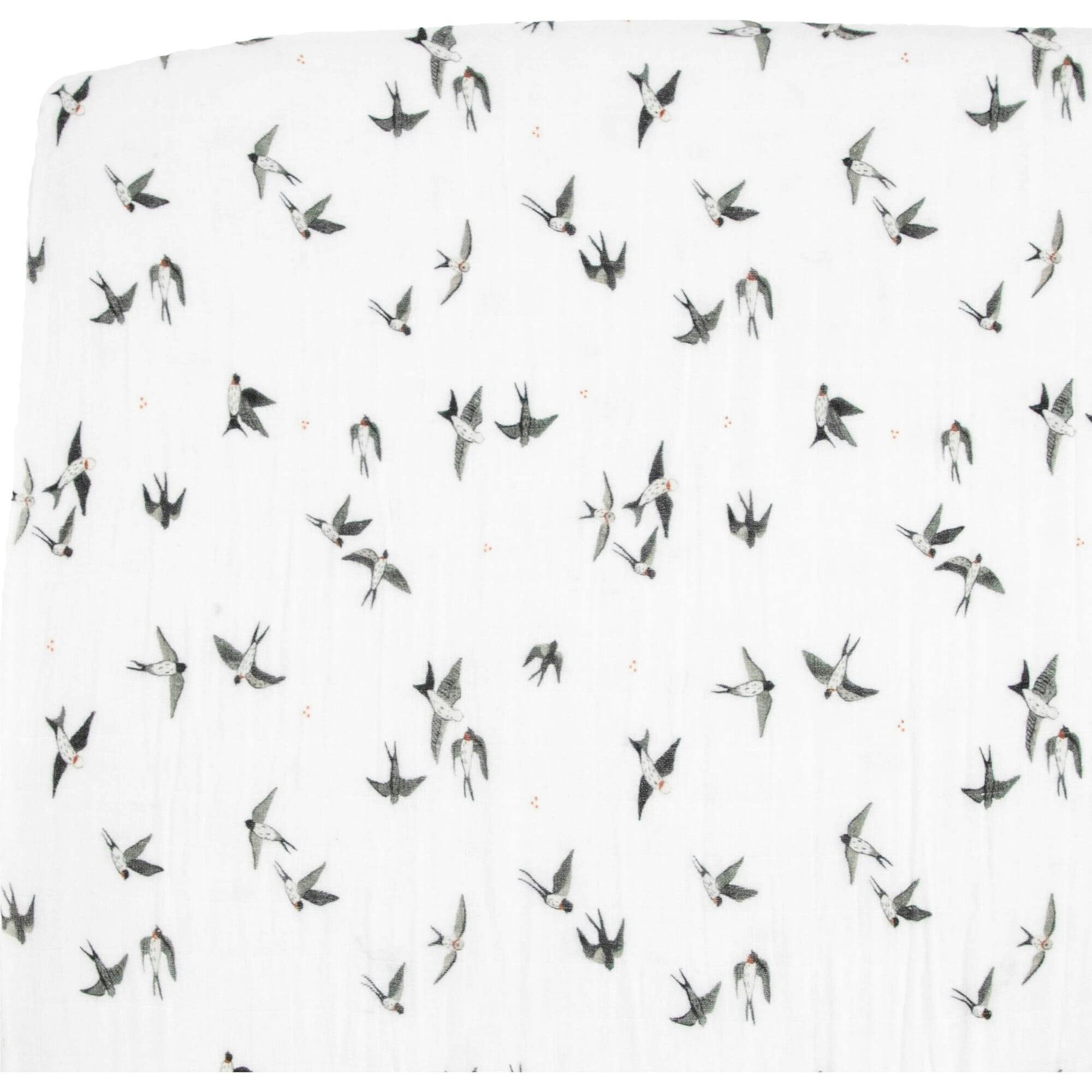 Organic Cotton Muslin Crib Sheet - Swallows
