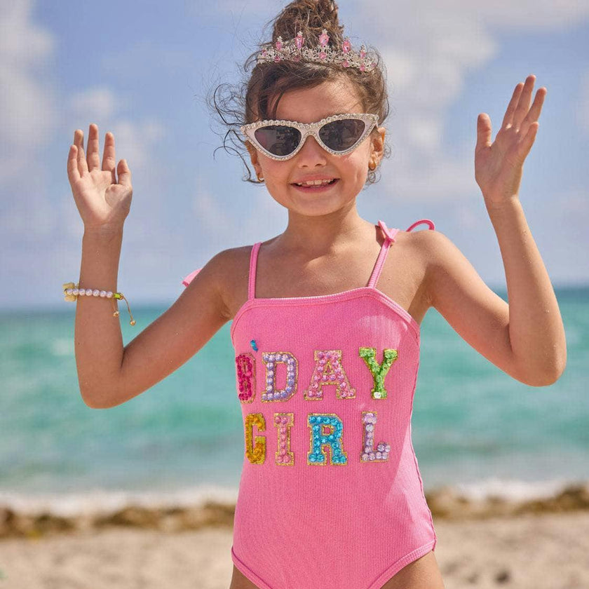 Pink Birthday Girl Gem Swimsuit