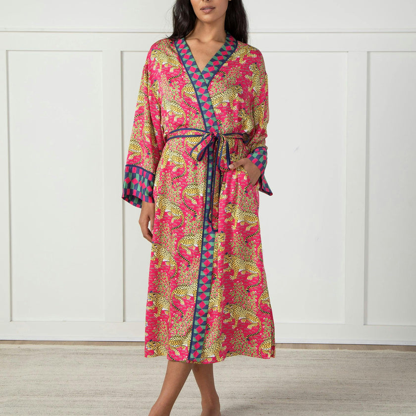 Bagheera - Eco Satin Robe - Hot Pink