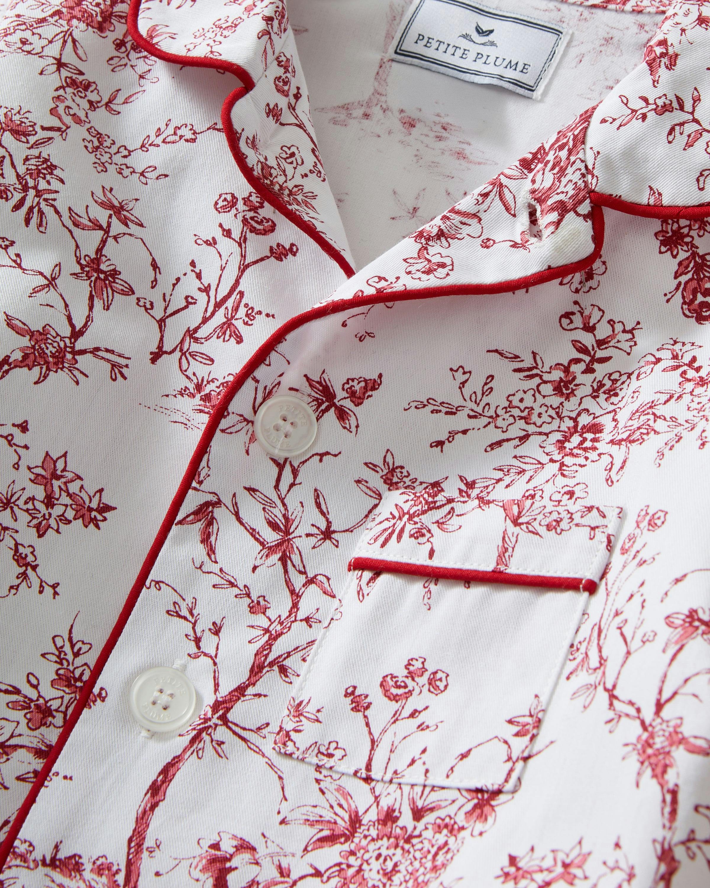 Kid's Twill Pajama Set in Red Timeless Toile
