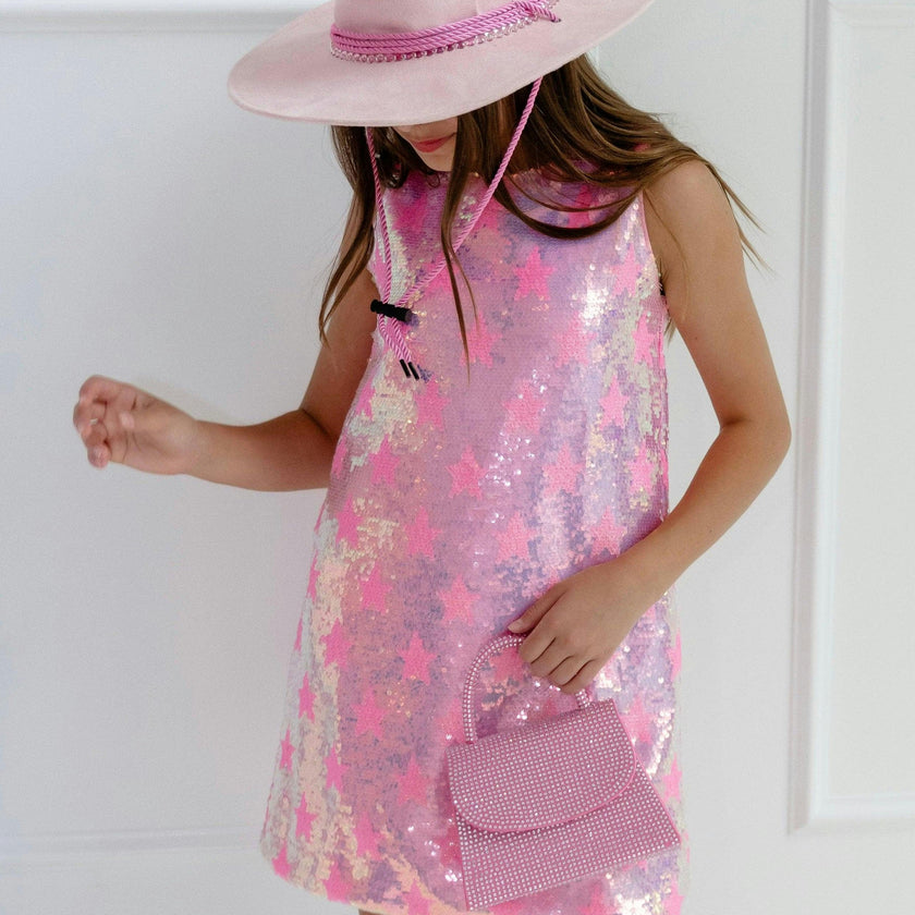 Pink Stars Sequin Dress