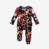 Posh Botanica Footie Ruffled Zippered One Piece