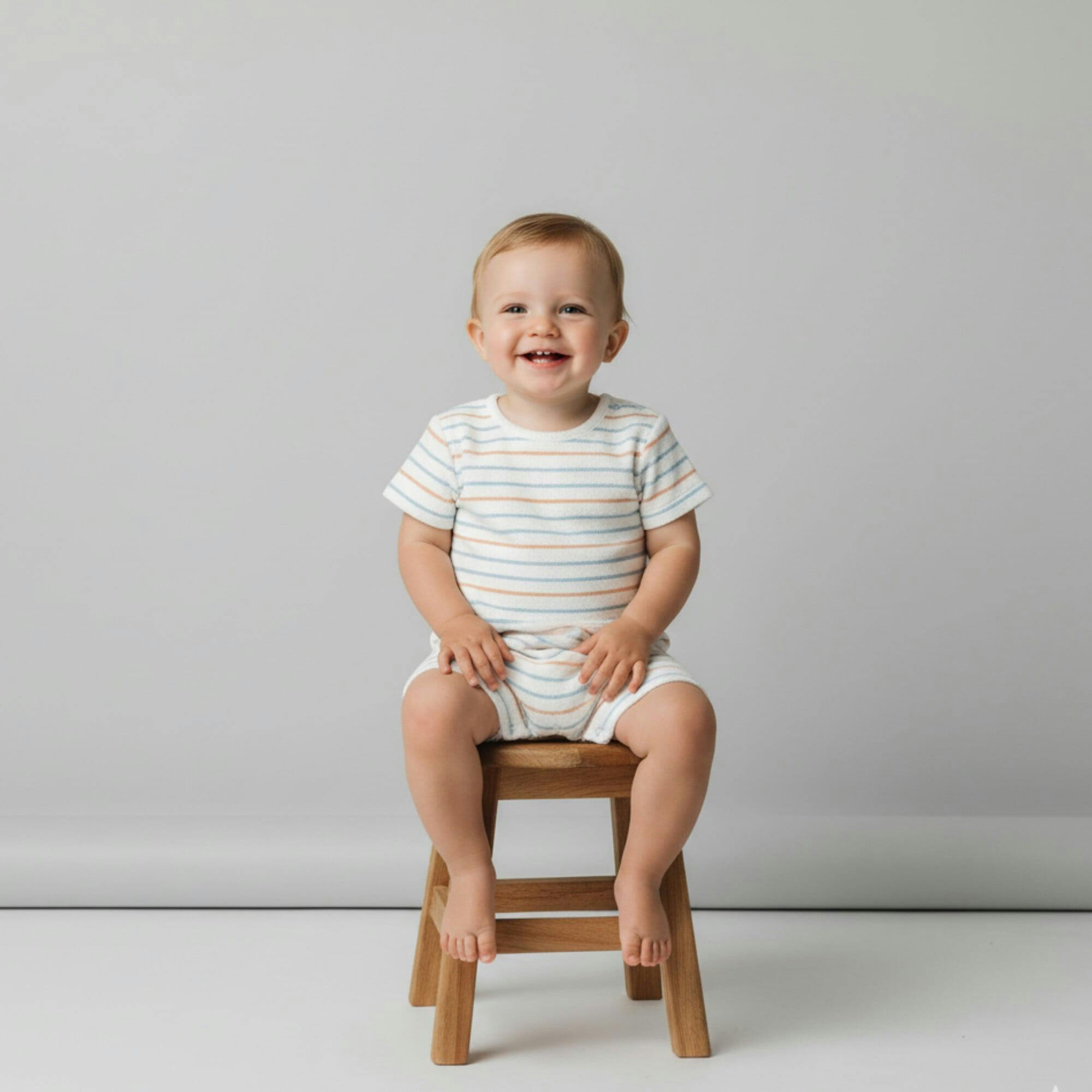 Organic Short Romper - Cabana Stripes