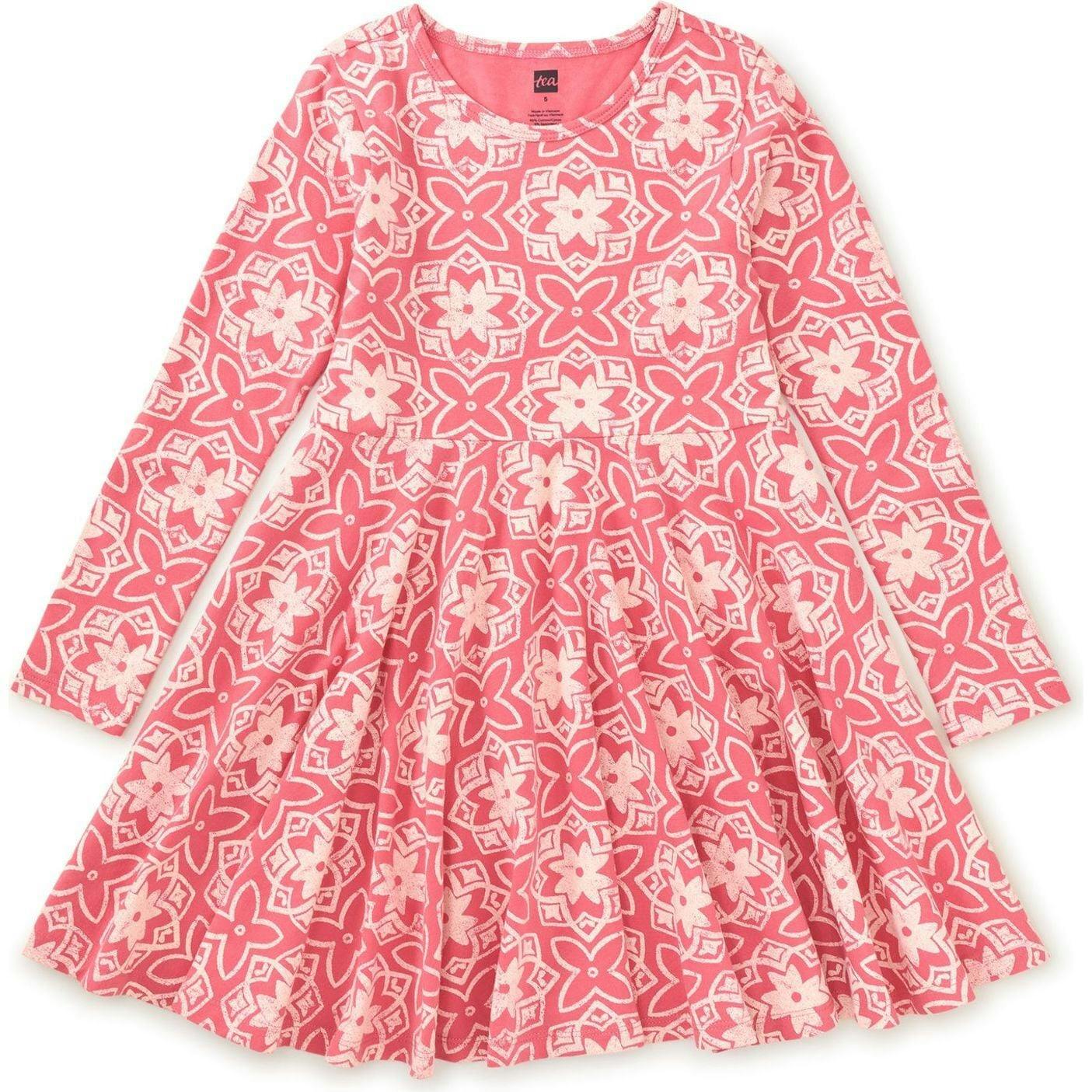 Long Sleeve Twirl Dress, Pink