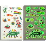 Tattoo-Palooza Glow in the Dark Temporary Tattoos - Zero Gravity Dinos - 3 Sheets