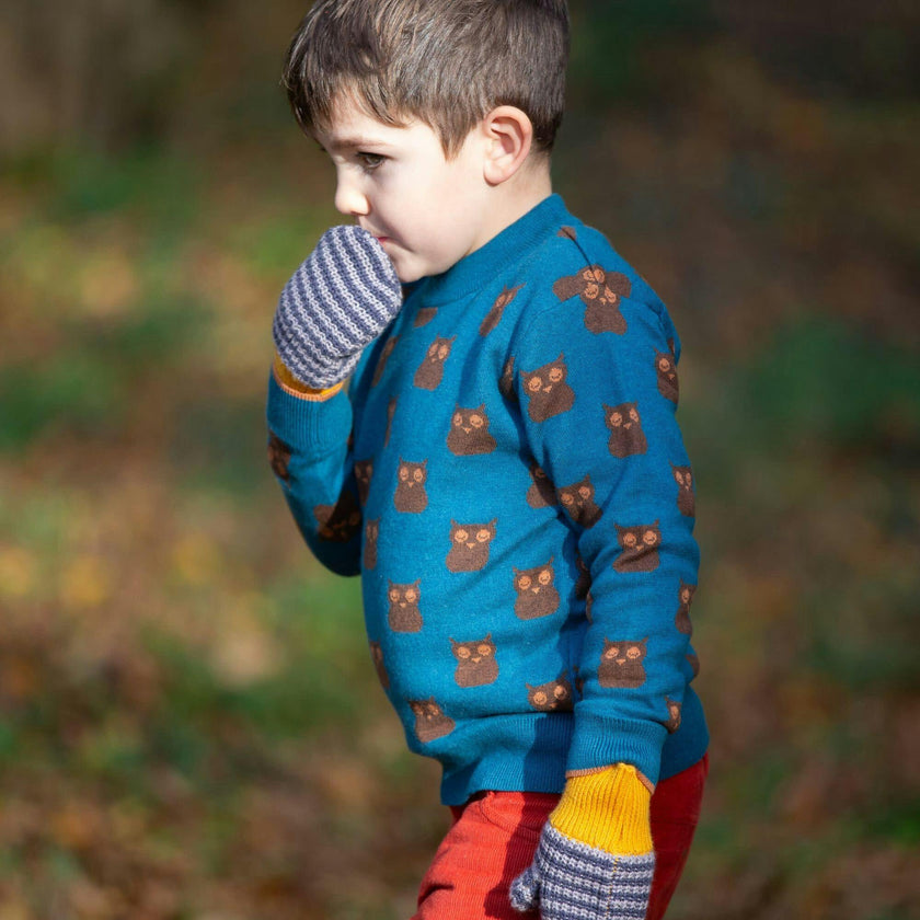 From One To Another Cotton Comfy Long Sleeve Knit Jumper, Blue