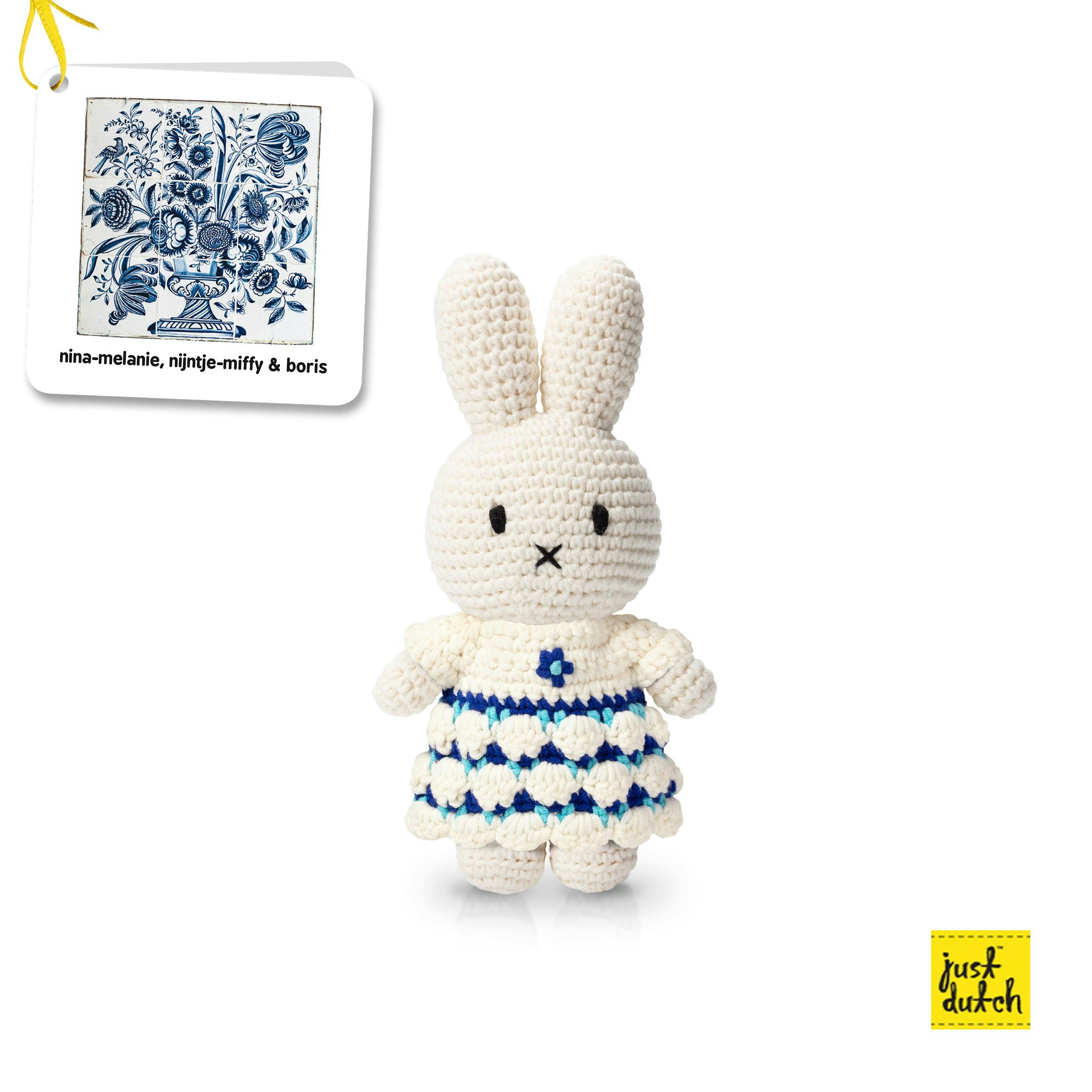 Miffy Delft Blue Floral Crochet Doll Handmade