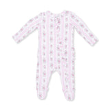 Bella Rose Stripe - 2 Way Ruffle Back Zipper Footie