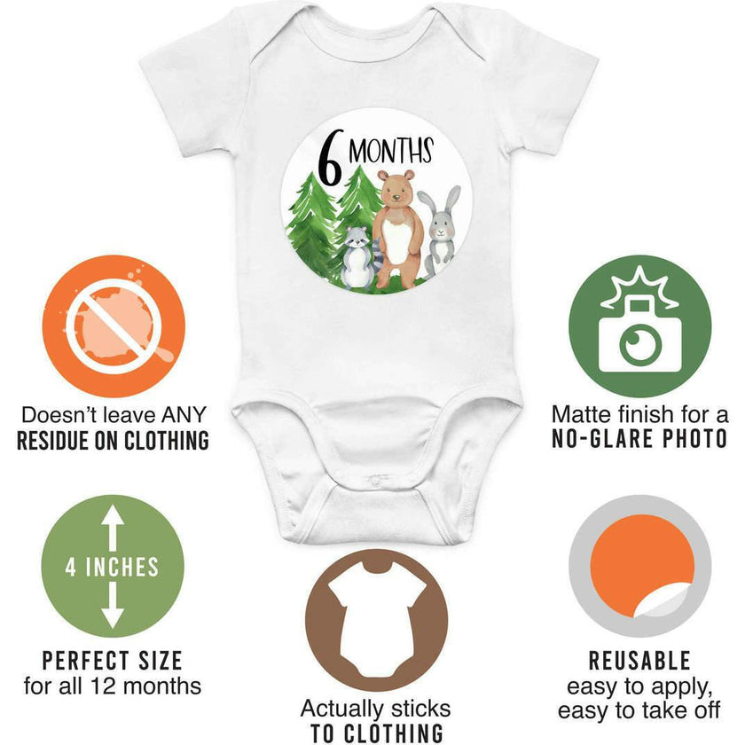 6-Piece Woodland Baby Closet Dividers & 20-Piece Baby Milestone Stickers Baby Shower Gift