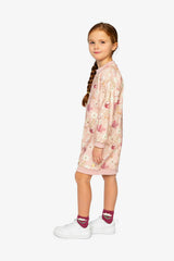 French Terry Dress Pink Printed Flowers