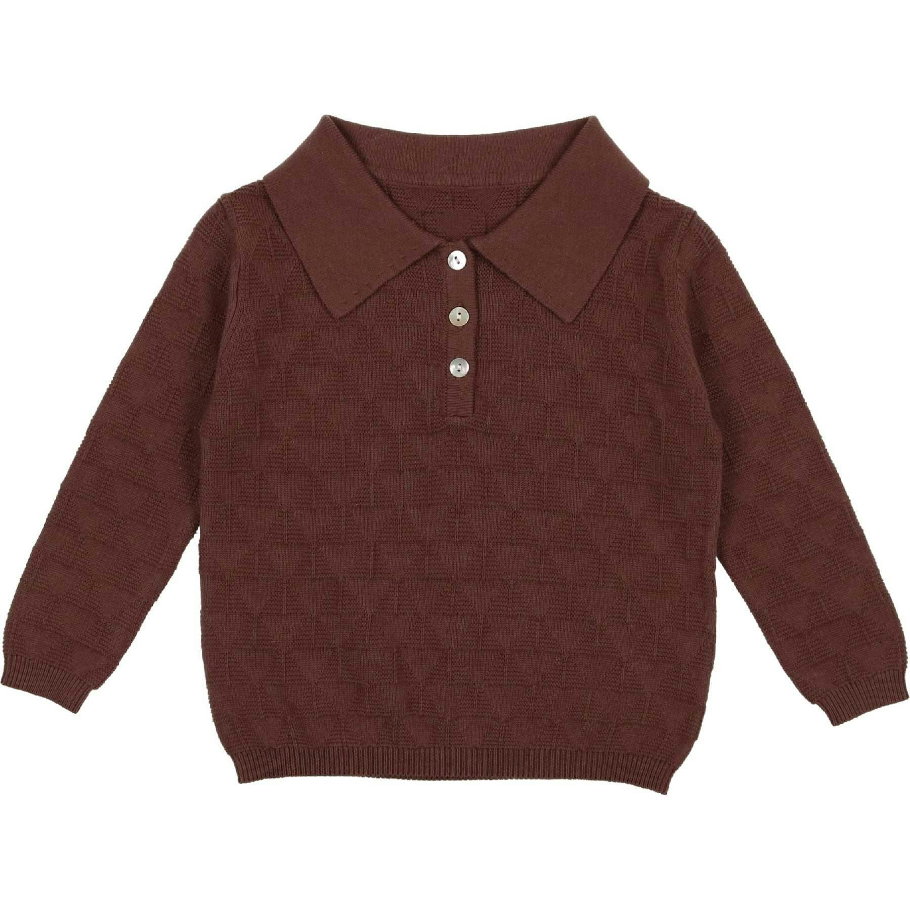 Textured Triangle Classic Collared Relaxed Fit Sweater