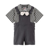 Gray Check Bow Set