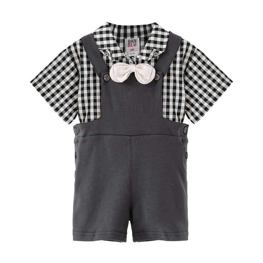 Gray Check Bow Set