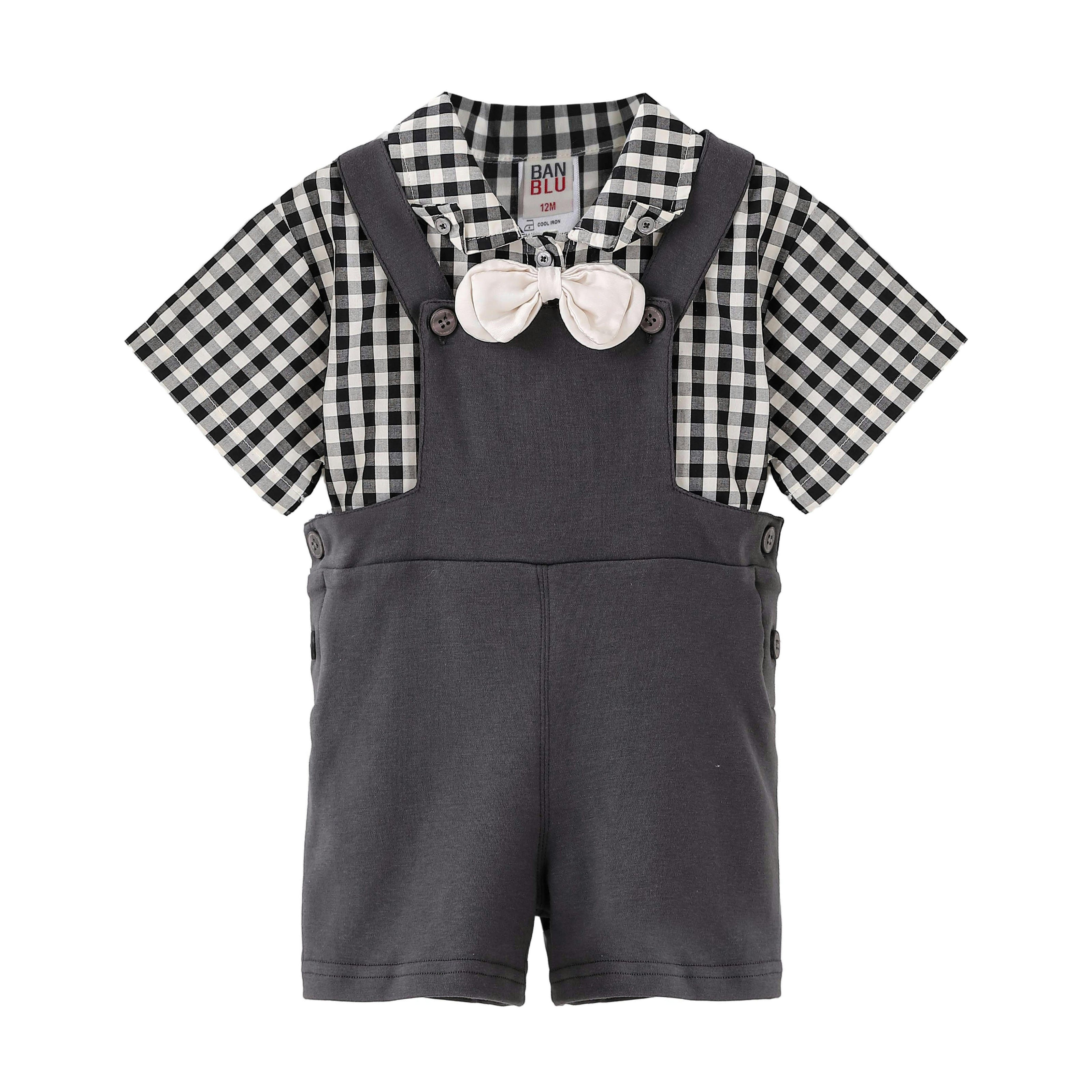 Gray Check Bow Set