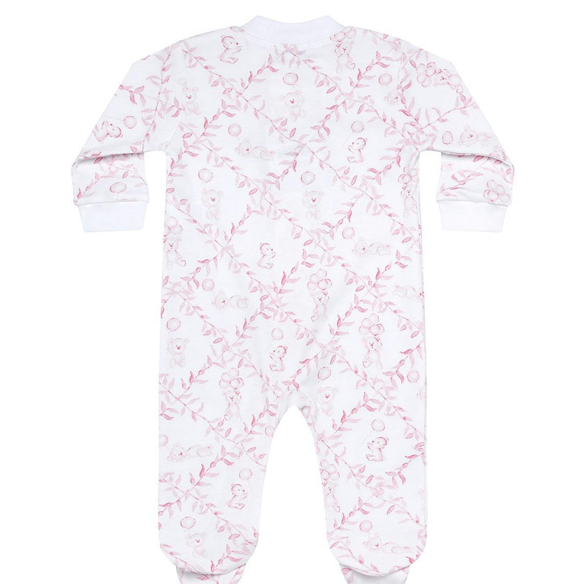 Pink Bears Trellace Zipper Footie