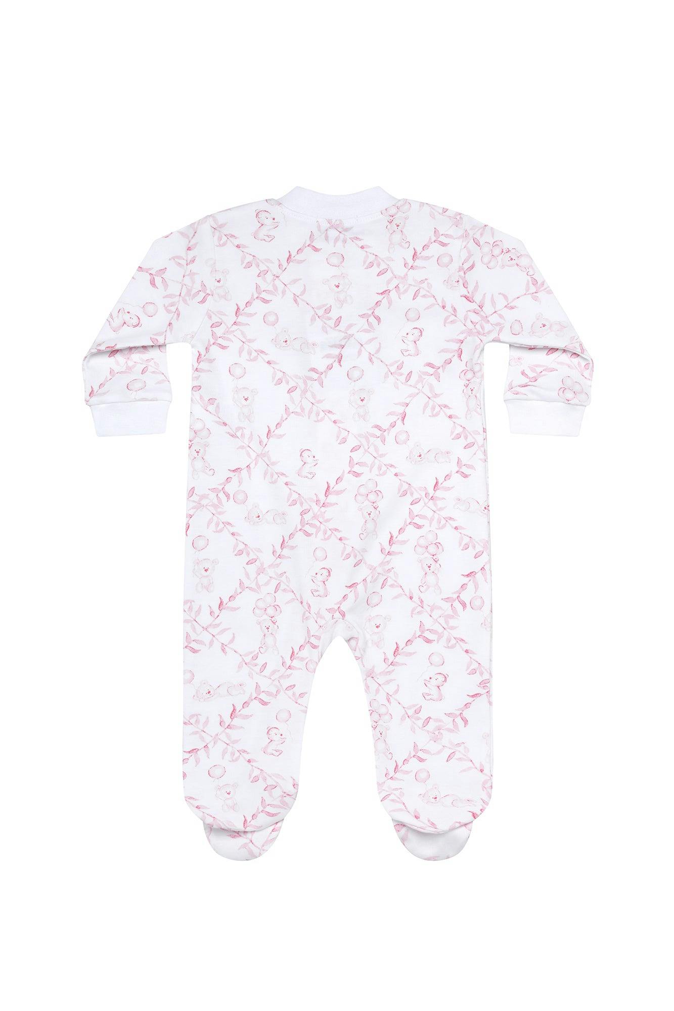 Pink Bears Trellace Zipper Footie