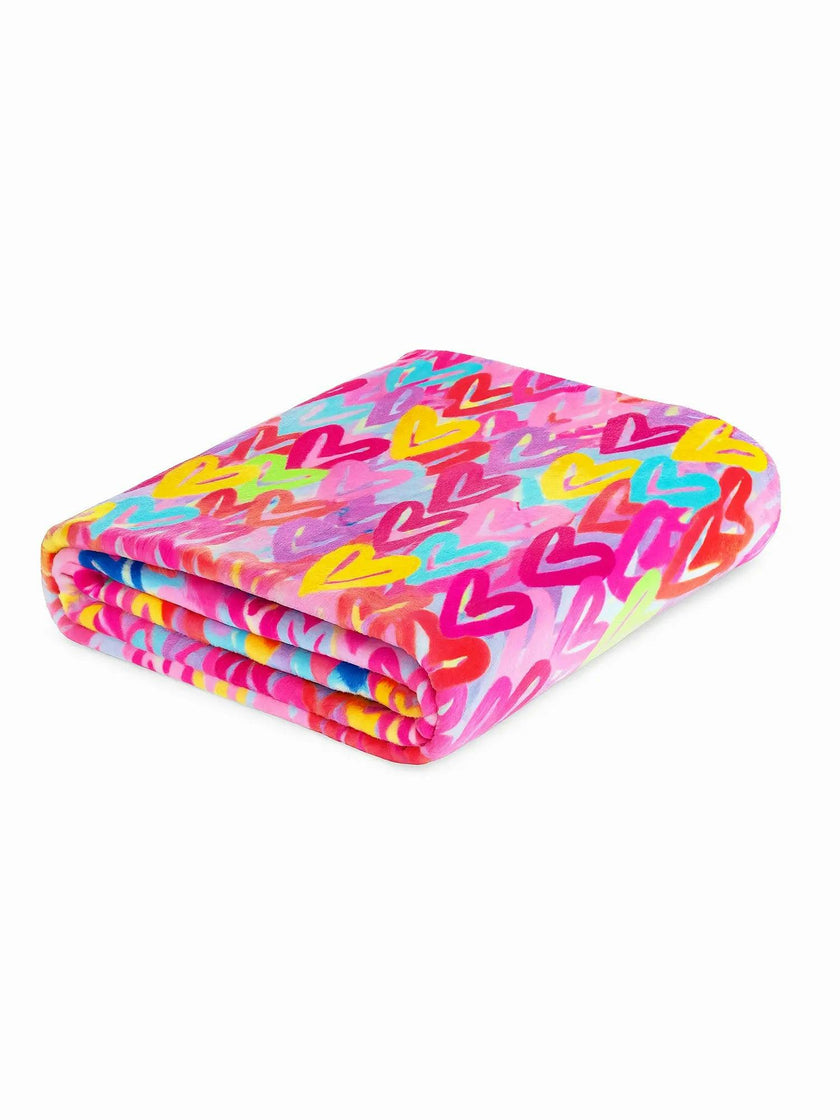 Graffiti Hearts Plush Blanket