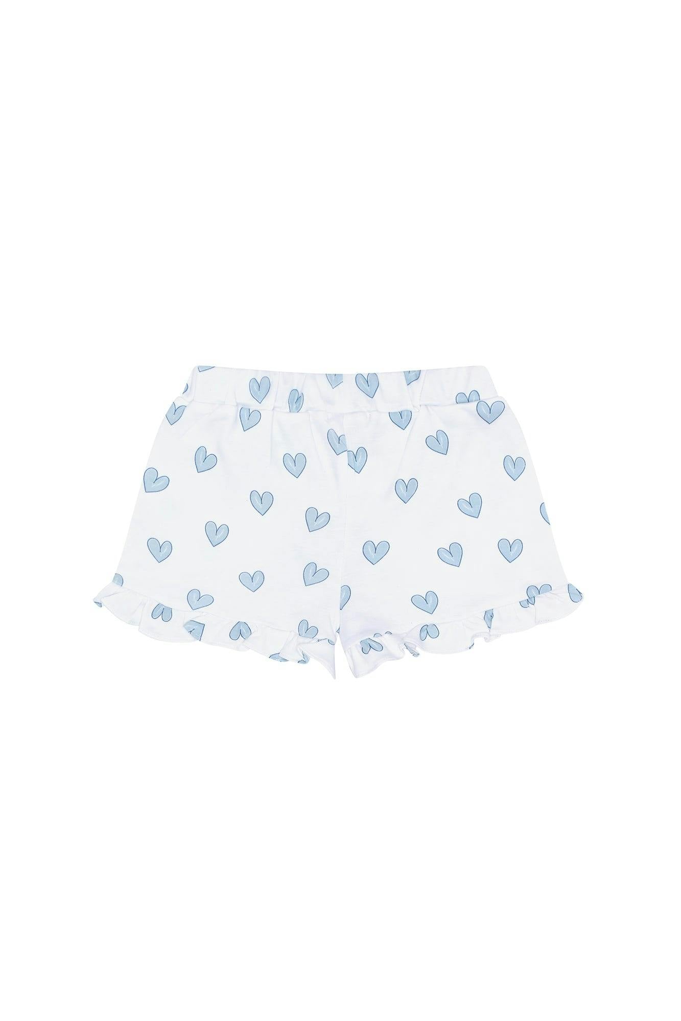 Blue Heart Print Shorts