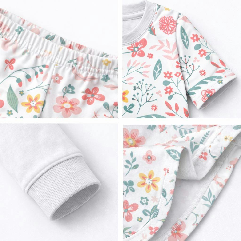 Kids and Toddlers 3 Pack Girls Flowers/Rainbows/Cherries Shorts Sleeve Snug Fitted Pajamas
