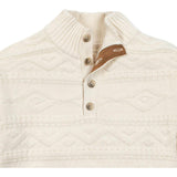 Men's Organic Mock Neck Cable Sweater, White