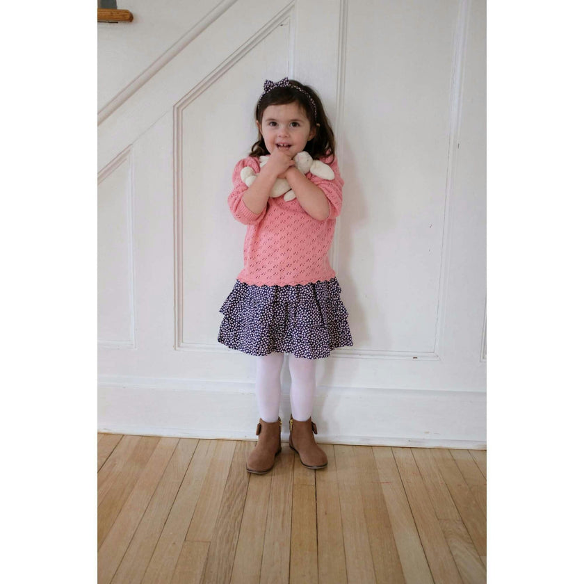 Maisy Girls Mini Hearts Print Ruffle Skirt, Pink