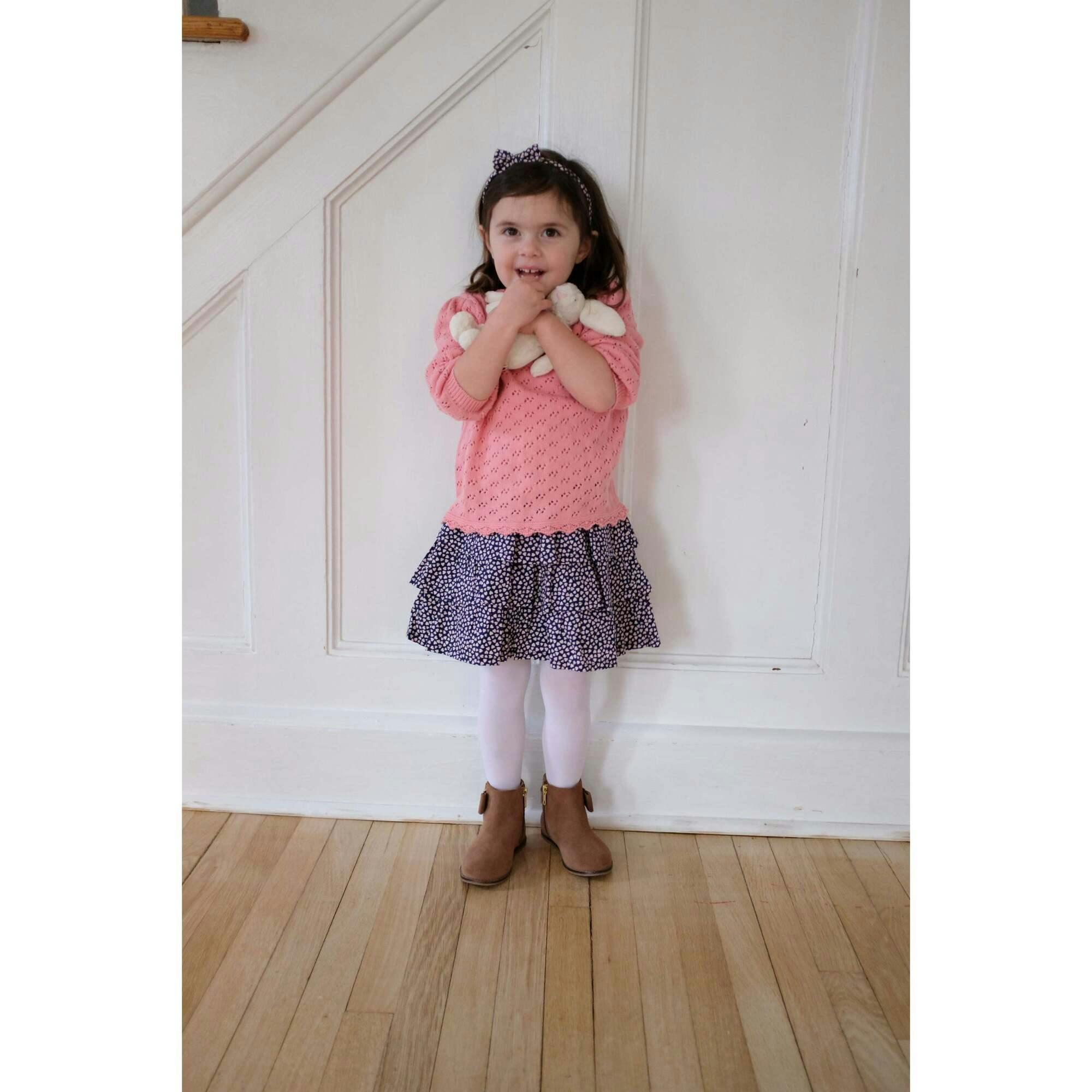 Maisy Girls Mini Hearts Print Ruffle Skirt, Pink