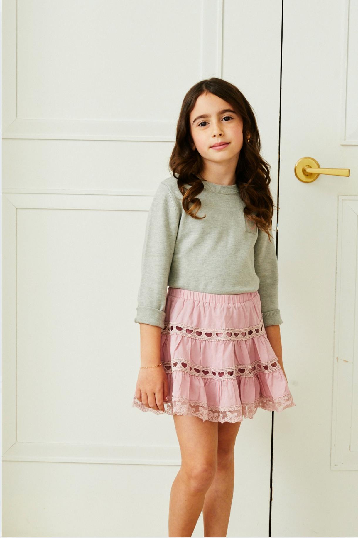 Sofia Heart Bow Lace Mini - Ballet Pink