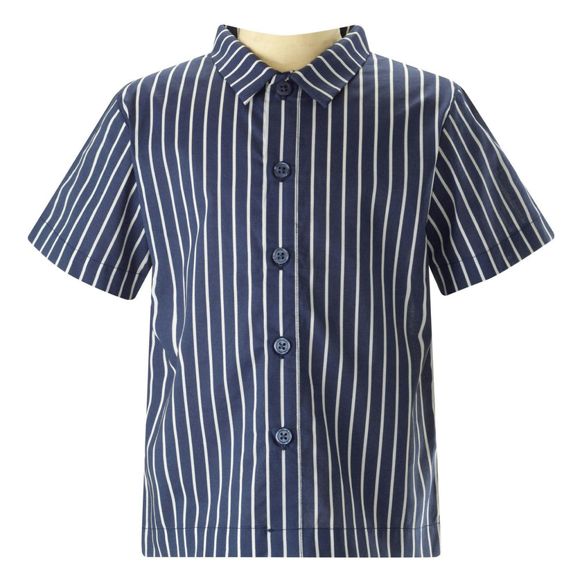 Striped Classic Collar Short Sleeve Button-Down Shirt