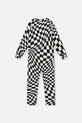 Baby One Piece Thermal Underwear White Checkered Print