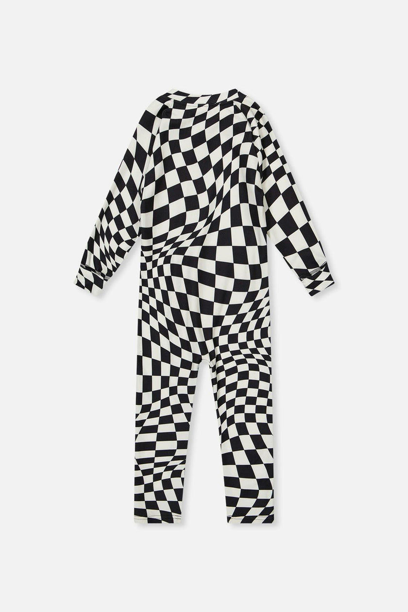 Baby One Piece Thermal Underwear White Checkered Print