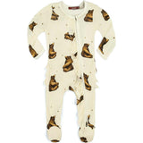 Honey Bamboo Ruffle Zipper Footed Romper