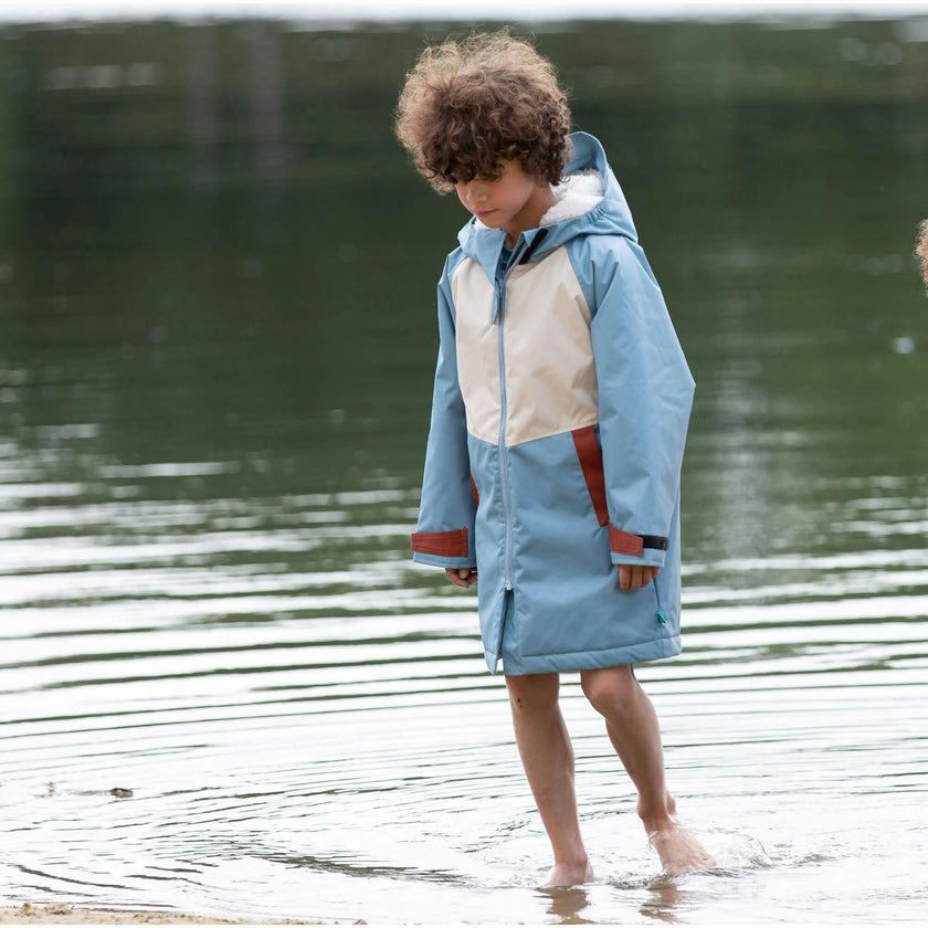 Hazy Blue Recycled Waterproof Robe, Blue