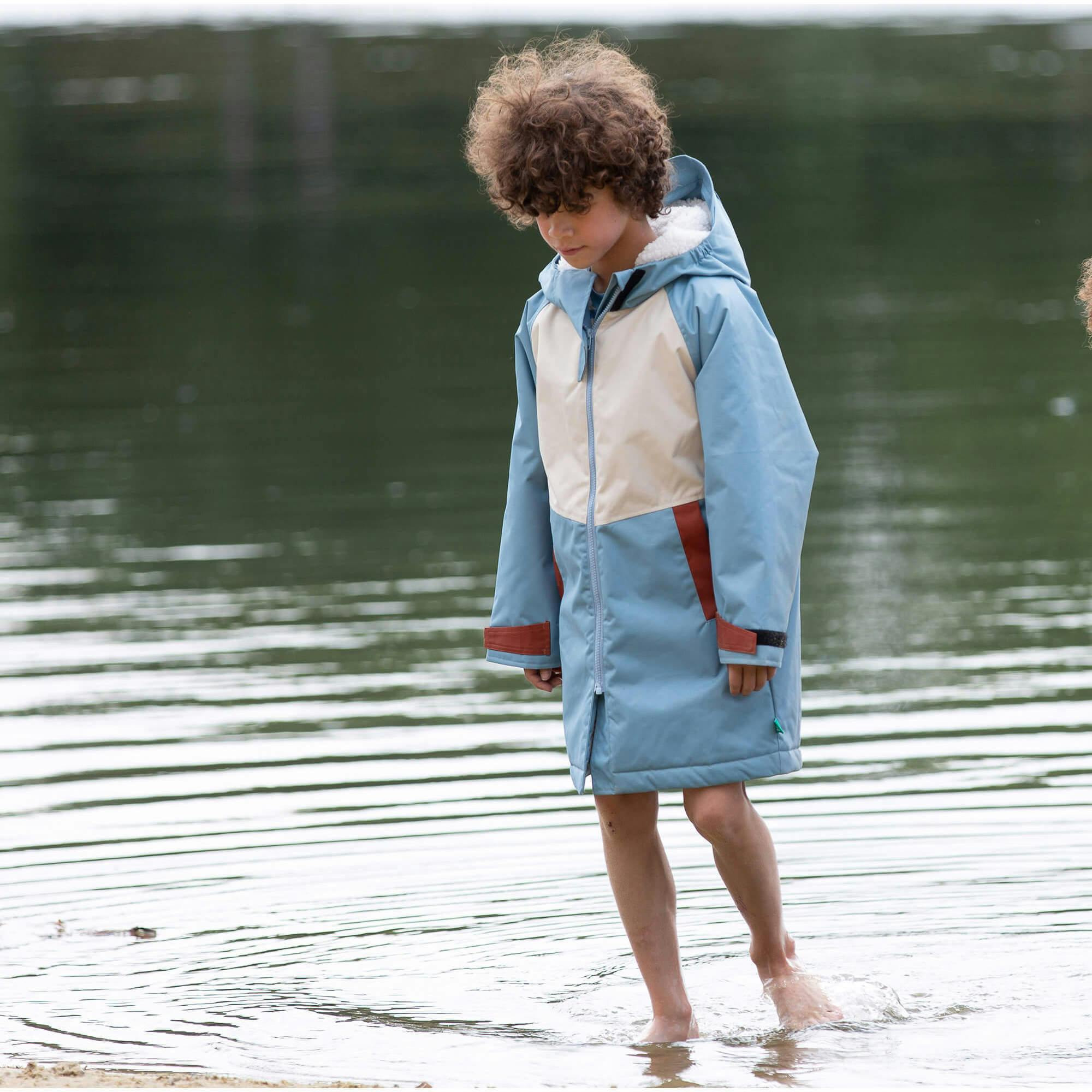Hazy Blue Recycled Waterproof Robe, Blue