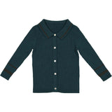 Classic Collar Contrast Stripe Cardigan