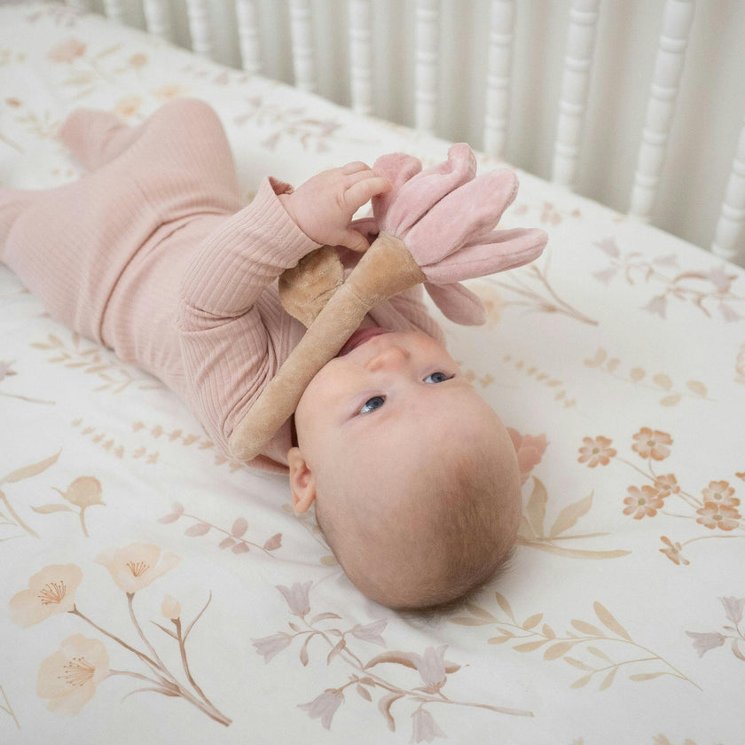 Violet Wildflower Soft Plush Baby Rattle
