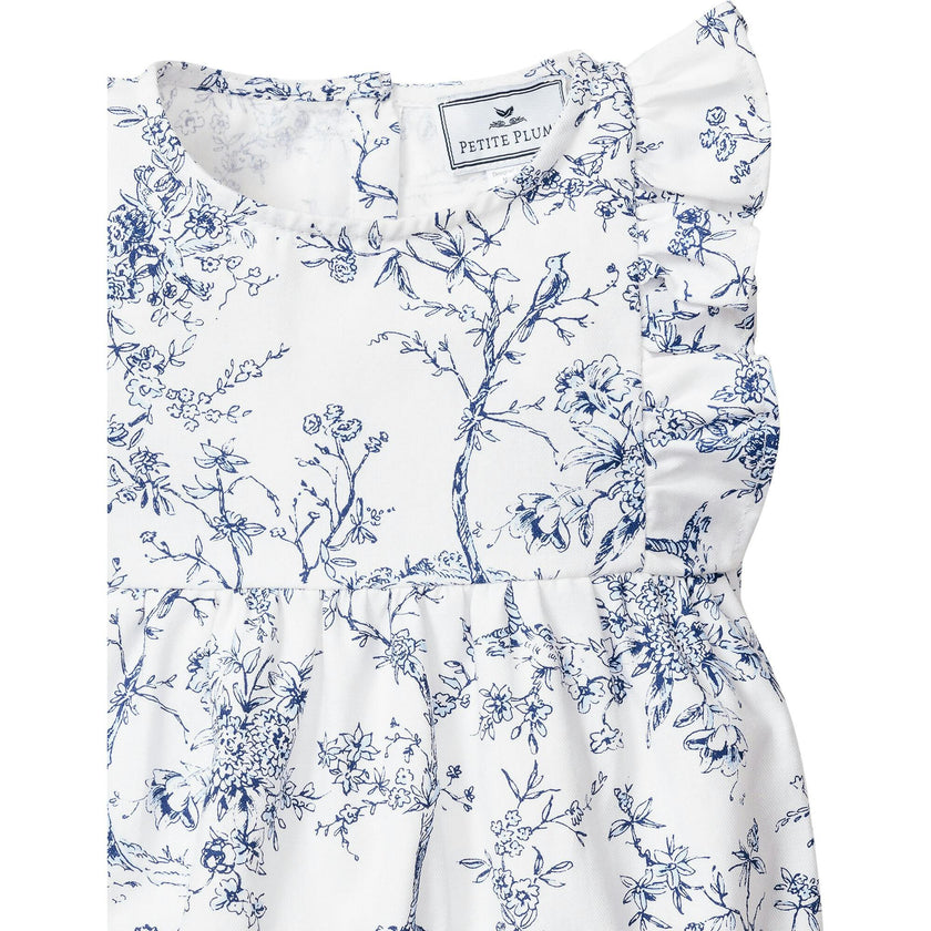 Baby's Twill Ruffled Romper in Timeless Toile
