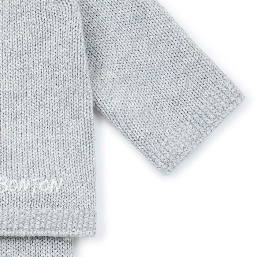 Cotton-Cashmere Knit Baby Set, Grey