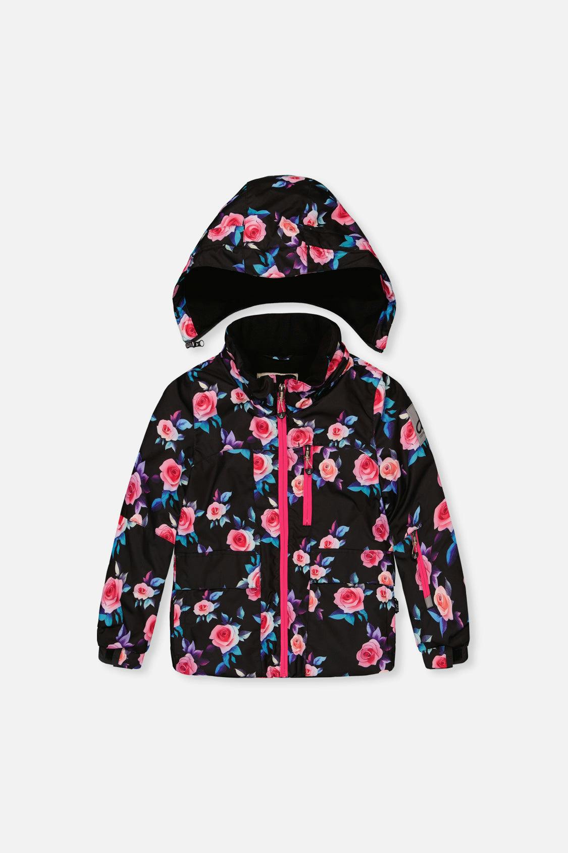 Two Piece Play Snowsuit Black Rose Print