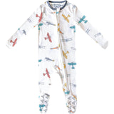 Ace Print 2-Way Zip-Up Footie, White