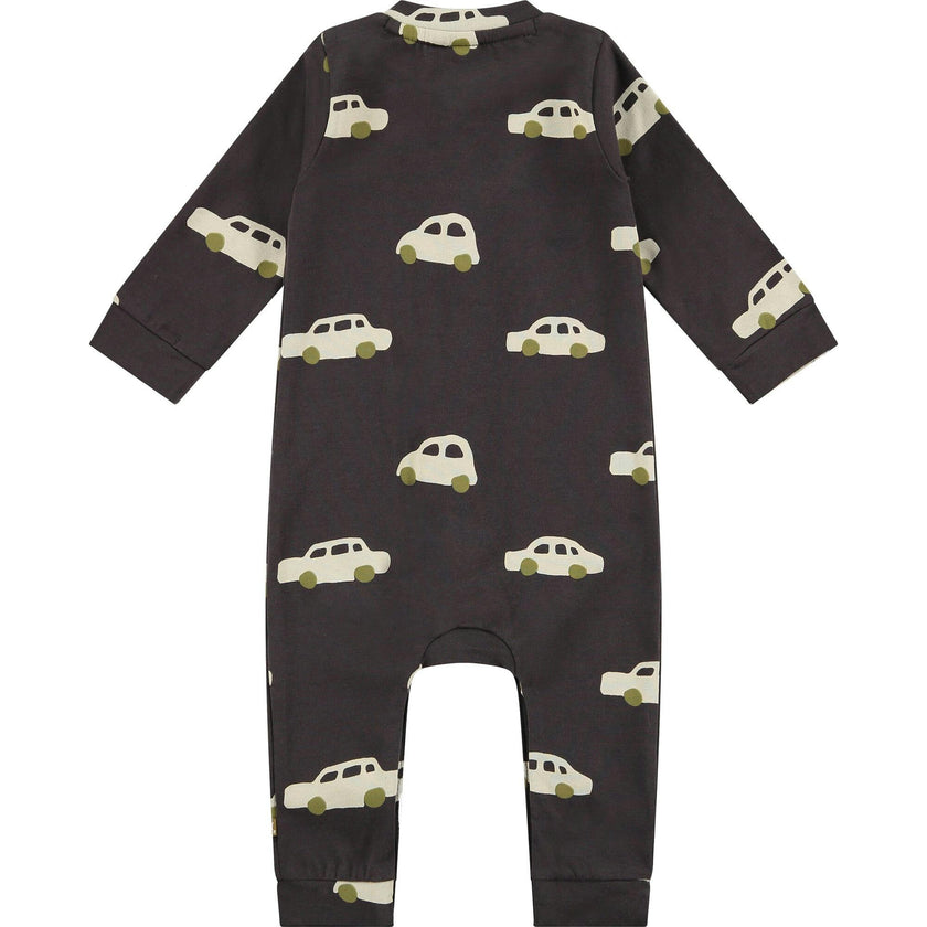 Car Print Long Sleeve Romper