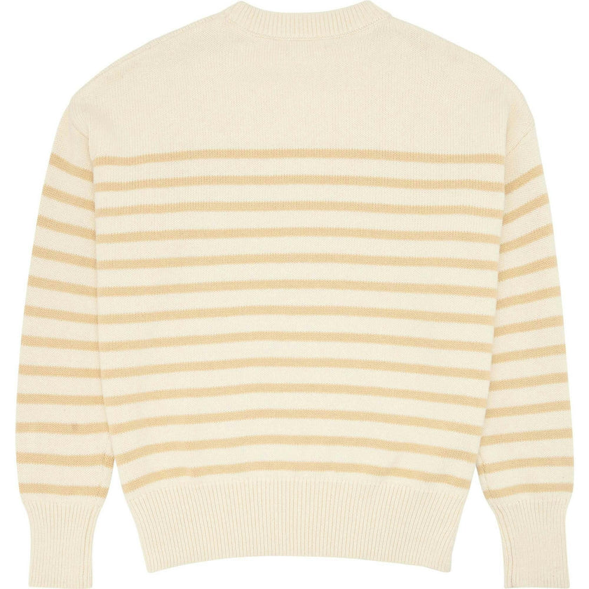 Women's Knit Sweater Cream And Tan Stripe