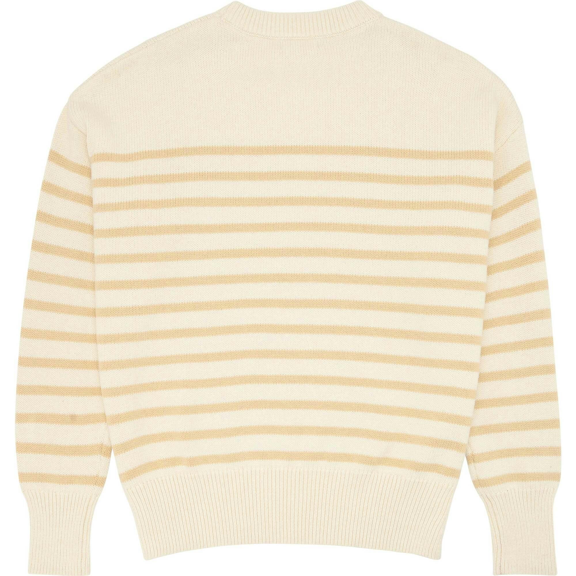 Women's Knit Sweater Cream And Tan Stripe