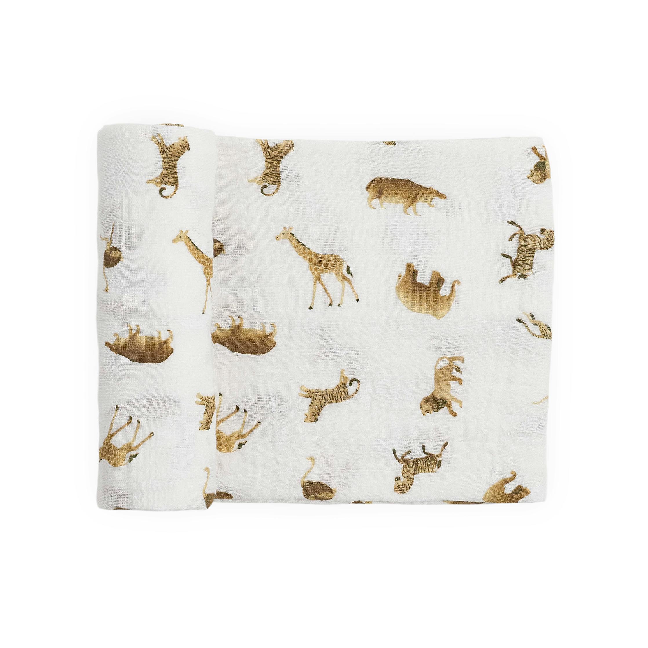 Organic Cotton Muslin Swaddle Blanket - Animal Crackers