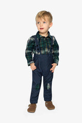 Baby Top & Pants Set Blue And Green Checks